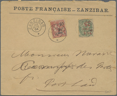 Br Französische Post In Zanzibar: 1904, Surcharged Issues 25 C./ 2 1/2 A. On 5 C. And 25 C. 2 1/2 A. Ti - Andere & Zonder Classificatie