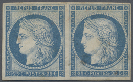 /* Französische Kolonien - Allgemeine Ausgabe: 1872 Ceres 25 C. Blau In TYPE III, Waagerechtes Paar, Un - Autres & Non Classés