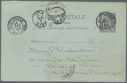 GA Französische Kolonien - Allgemeine Ausgabe: 1892, 10 C Black On Blue-green Postal Stationery Reply C - Altri & Non Classificati