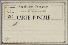 GA Frankreich - Ganzsachen: 1872, 15 C Postal Stationery Card ESSAY (imprimerie Nationale), Framed With - Other & Unclassified