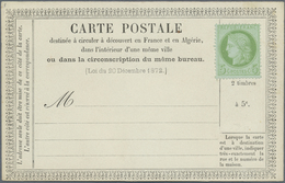 Br/GA Frankreich - Ganzsachen: 1873, 5 C Yellow-green And 10 C Brown On Rose Ceres, Each Stamp Mounted Sin - Autres & Non Classés