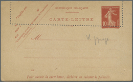 GA Frankreich - Ganzsachen: 1906, Kartenbrief 10 C Rot (mit No. 211) Mit Totaler Verzähnung Ins Obere D - Altri & Non Classificati