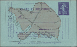 GA Frankreich - Ganzsachen: 1910, 30 C Violet On Blue Semeuse, Pneumatic Stationery Letter Card For MAR - Autres & Non Classés