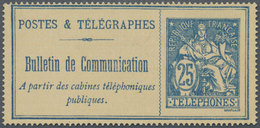 GA Frankreich - Ganzsachen: 1888, Telefonkarte 25 C. 'Postes & Telegraphes' Blau Auf Hellsämisch, Ungeb - Telegraph And Telephone