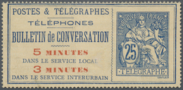 GA Frankreich - Ganzsachen: 1896, Telefonkarte 25 C. 'Postes & Telegraphes' Blau Mit Rotem Aufdruck '5 - Telegraphie Und Telefon