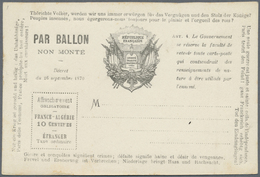Br/GA Frankreich - Ballonpost: 1870, Postcard Form Black On White "PAR BALLON NON MONTE" With Framed Place - 1960-.... Briefe & Dokumente