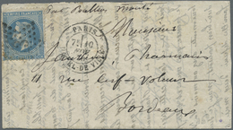 Br Frankreich - Ballonpost: 1870, 10.11., Most Presumably "LA DAGUERRE", Lettersheet Franked With 20c. - 1960-.... Covers & Documents