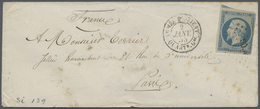 Br Frankreich - Militärpost / Feldpost: 1855, Napoléon 20 C. Blue, Single Franking On Letter, With Canc - Marques D'armée (avant 1900)