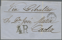 Br Gibraltar: 1862. Stampless Envelope From Well Known Macau Correspondence Addressed 'Jose Matia, Cadi - Gibraltar