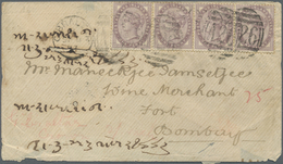 Br Gibraltar: 1881, Envelope Bearing A Stripe Of Four QV 1 D. Dull-violet With 16 Pearls On Upper Left, - Gibraltar