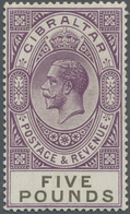 ** Gibraltar: 1925, Freimarke König Georg V 5 £ Violett/schwarzoliv, Postfrisches Luxusstück In Der Emp - Gibilterra