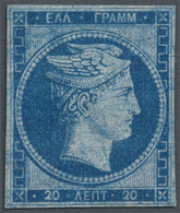 (*) Griechenland: 1861, Paris Printing 20 L. Blue On Blueish, Printed On Both Sides, Mint Hinged, Fine A - Storia Postale