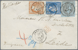 Br Griechenland: 1873, Cover Bearing 10 L. Orange On Greenish (corner Margin), 20 L. Blue And 40 L. Gre - Lettres & Documents