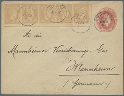 GA Griechenland: 1895. Ganzsachen-Umschlag 20 Lepta Hermes Im Oval. Zusatzfrankatur Meist Vollrandiger, - Storia Postale