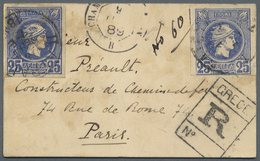 Br Griechenland: 1889. Registered Business Card Addressed To Paris Bearing 'Small Hermes' Yvert 82, 25 - Lettres & Documents