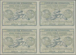 GA Griechenland - Ganzsachen: Design "Rome" 1906 International Reply Coupon As Block Of Four 30 L. Grec - Ganzsachen