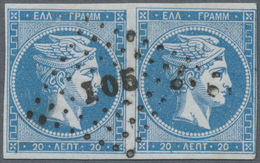 O Griechenland - Stempel: 1870 Ca., "105" In Diamonds Foreign Post Office "ARTA" (Turkey) On Pair 20 L - Marcofilie - EMA (Printer)