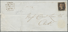 Br Großbritannien: 1840. Envelope (creases, Hinges) Addressed To Cork Bearing SG 1, 1d Black (plate 1a) - Autres & Non Classés