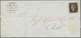 Br Großbritannien: 1840. Envelope (creases, Hinges) Addressed To Cork Bearing SG 1, 1d Black (plate 1a) - Altri & Non Classificati