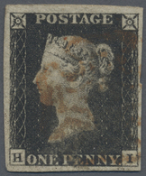 O Großbritannien: 1940, 1 Penny Black Plate 2 With "H - I" Corner Letters Cancelled With Red Maltese C - Altri & Non Classificati