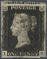 O Großbritannien: 1840, 1 Penny Deep Black Canceled With A Soft Black Maltese Cross, All Sides Full Ma - Autres & Non Classés