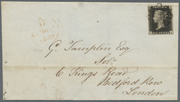 Br Großbritannien: 1841, 1d. Black, Fresh Colour, Close To Full Margins, On Lettersheet Clearly Oblit. - Autres & Non Classés