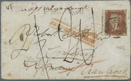 Br Großbritannien: 1847, QV 1 D Red On Bluish Paper On Folded Envelope From "PALL MALL" (London) Sent T - Andere & Zonder Classificatie