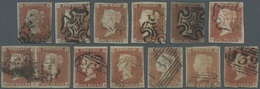 O/Br Großbritannien: 1841 Penny Red: Group Of Eleven Used Singles, One Used Pair And Three Covers Of 1d. - Autres & Non Classés