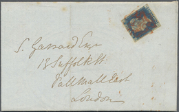 Br Großbritannien: 1840, 2d. Blue Lettered 'GL' With Good Margins Around Used On Folded Entire With Fin - Other & Unclassified