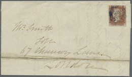 Br Großbritannien: 1842. Folded Envelope Addressed To London Bearing SG 8, 1d Brown Imperf Tied By Blue - Other & Unclassified