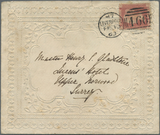 Br Großbritannien: 1863, 1d. Rose-red On Valentine's Cover, Oblit. By 466 Liverpool Duplex FE 13 63 To - Autres & Non Classés