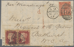 Br Großbritannien: 1867. Envelope Addressed To Bathurst, Gambia Bearing Great Britain SG 43, 1d Rose (p - Sonstige & Ohne Zuordnung