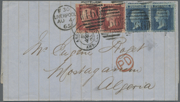 Br Großbritannien: 1865. Envelope Addressed To Algeria, North Africa Bearing SG 43, 1d Rose (pair) And - Other & Unclassified