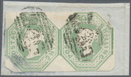 Brfst Großbritannien: 1847, 1s. Green, Horizontal Pairon Small Piece Of Cover With Good Margins, Fresh, Ca - Autres & Non Classés