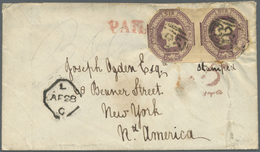 /Br Großbritannien: 1847-54 Embossed 6d. Mauve Horizontal Pair, Used On 1854 Cover From Guildford To New - Other & Unclassified