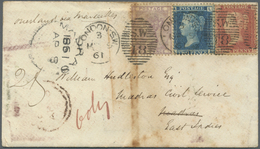 Br Großbritannien: 1857-1862 Three Covers (some Faults) To India All Franked By 1856 6d. Lilac, One Add - Andere & Zonder Classificatie