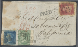 Br/Brfst Großbritannien: 1859/1897, Mail To California/USA, Two Covers And One Front To Sacramento Resp. San - Sonstige & Ohne Zuordnung