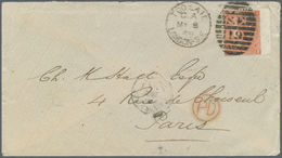 Br Großbritannien: 1869. Envelope Addressed To Paris Bearing SG 94, 4d Vermilion Tied By 'Too-Late/Lond - Andere & Zonder Classificatie