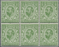 **/* Großbritannien: 1912, ½d. Green, Wm Simple Cipher, Die 1B, Booklet Pane Of Six, Showing Variety On R - Other & Unclassified