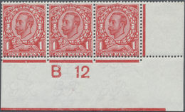 **/* Großbritannien: 1912, 1d. Scarlet, Wm Simple Cypher, Marginal Strip Of Three From The Lower Right Co - Other & Unclassified