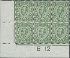 **/* Großbritannien: 1912, ½d. Green, Wm Multiple Cypher, Reversed Watermark, Marginal Block Of Six From - Other & Unclassified