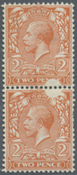 **/* Großbritannien: 1920, 2d. Orange, Vertical Pair (partly Rough Perfs), Showing Distinctive Variety "t - Sonstige & Ohne Zuordnung