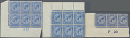 **/* Großbritannien: 1912/1918, 2½d. Blue, Group Of Three Mint Multiples: Marginal Block Of Six From The - Autres & Non Classés