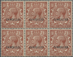 */** Großbritannien: 1924, 1½d. Red-brown, Wm Block Cypher, Inverted Watermark, Block Of Six With "Cancel - Autres & Non Classés