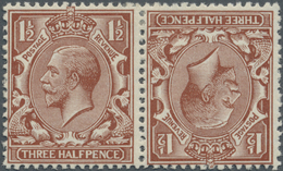 * Großbritannien: 1924, 1½d. Red-brown, Wm Block Cypher, Tête-bêche Pair, Mint O.g. With Hinge Remnant - Autres & Non Classés