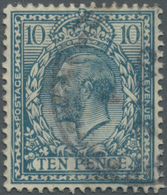 O Großbritannien: 1924, 10d. Turquoise-blue, Wm Block Cypher, With Variety "Frame Break At Bottom Left - Other & Unclassified