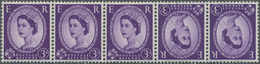 ** Großbritannien: 1958, 3d. Deep Lilac, Wm Multiple Crowns, Tête-bêche Pair (within Strip Of Five), Un - Andere & Zonder Classificatie