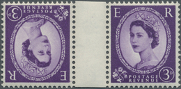 ** Großbritannien: 1958, 3d. Deep Lilac, Wm Multiple Crowns, Tête-bêche Pair With Gutter, Unmounted Min - Andere & Zonder Classificatie