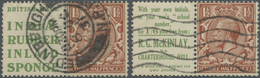 O Großbritannien - Zusammendrucke: 1924, 1½d. Red-brown, Wm Block Cypher, Two Commercially Used Se-ten - Sonstige & Ohne Zuordnung