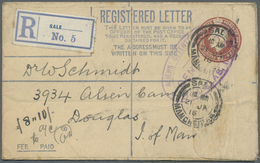 GA Großbritannien - Isle Of Man: 1916 (21.1.), British Registered Letter KGV 3d. Brown Commercially Use - Isle Of Man